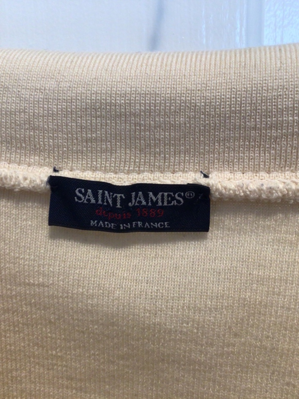 Saint James - Pure wool striped navy blue and cream quarter-zip sweater size 38 - Picture 4 of 16